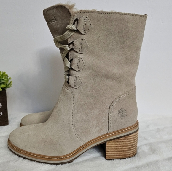 Timberland Womens Sienna Suede High Waterproof Mid Faux Fur Lined Lug Heel Boot - Picture 8 of 16